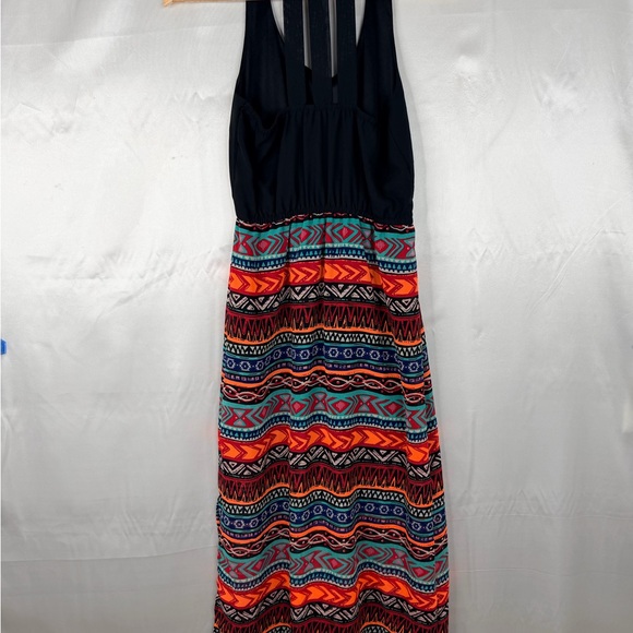 Indulge Tribal Print Maxi Dress Racerback Lined Black Boho Women’s S - Picture 4 of 8